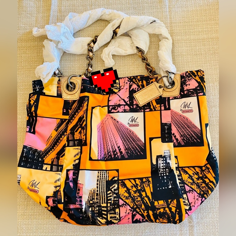 Exc COACH Large Bonnie Cashin Parker NYC Multi-Color Nylon Tote #13433 dustbag - Picture 1 of 7